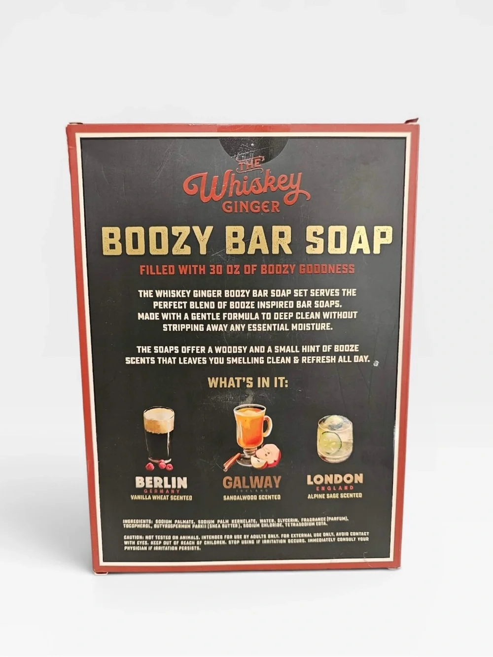 Whiskey Ginger London England Boozy Bar Soap - 3 Pack Gift Set